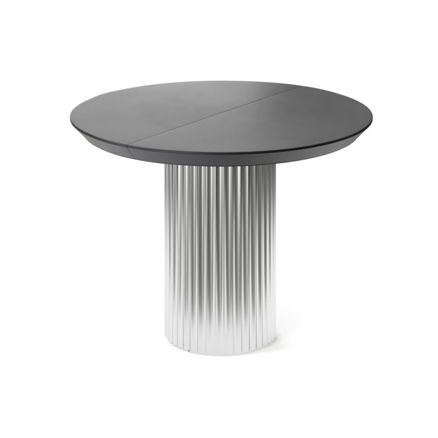 Navi Extendable Table in Enamel: Silver Base, Graphite Tabletop — photo 3