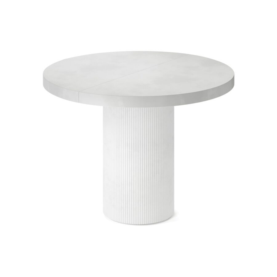 Tiaki Extendable Table in Enamel: White Base, Concrete Tabletop — photo 3