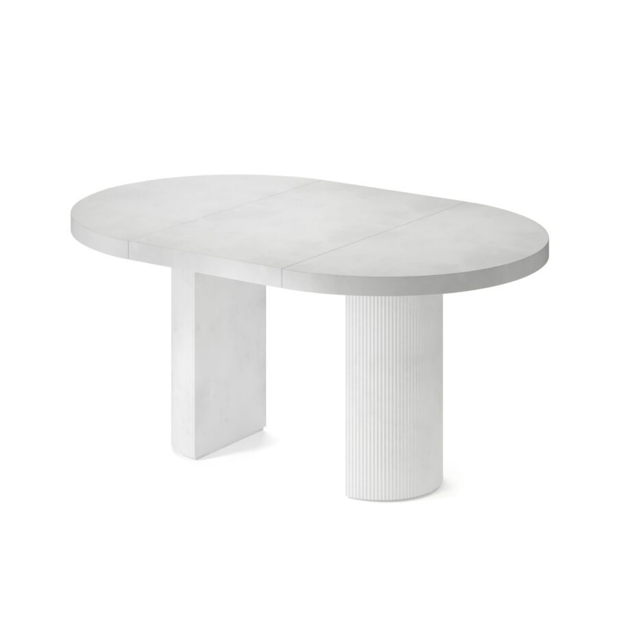 Tiaki Extendable Table in Enamel: White Base, Concrete Tabletop — photo 4