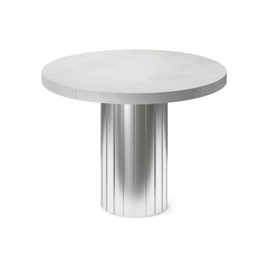 Tureis extendable table in enamel: silver base, concrete tabletop — photo 3