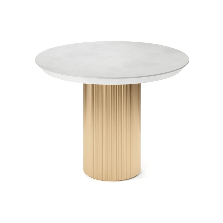 Vega Extendable Table in Enamel: gold base, concrete tabletop — photo 3