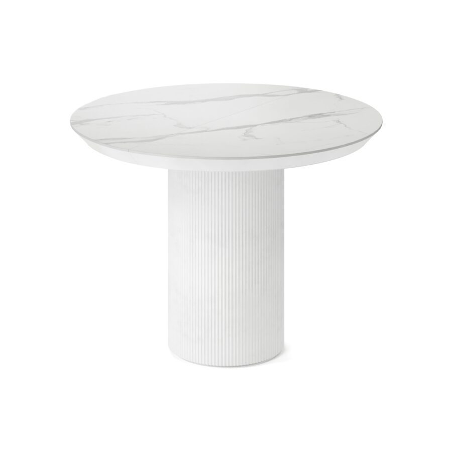Extending table Vega in enamel: white base, white marble tabletop — photo 3