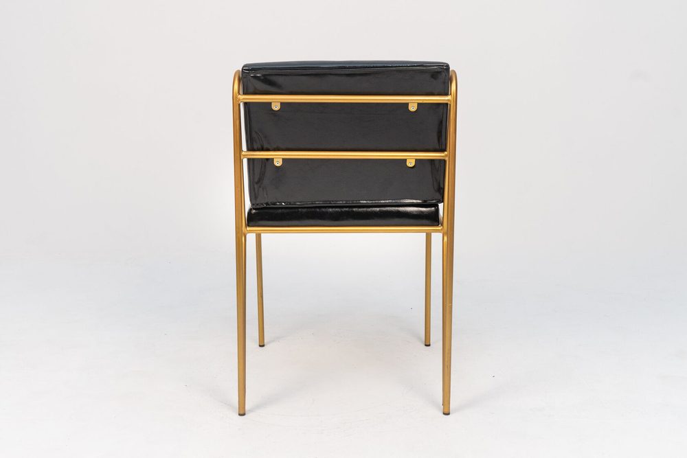 Chair with armrests on gold frame, black seat — photo 3