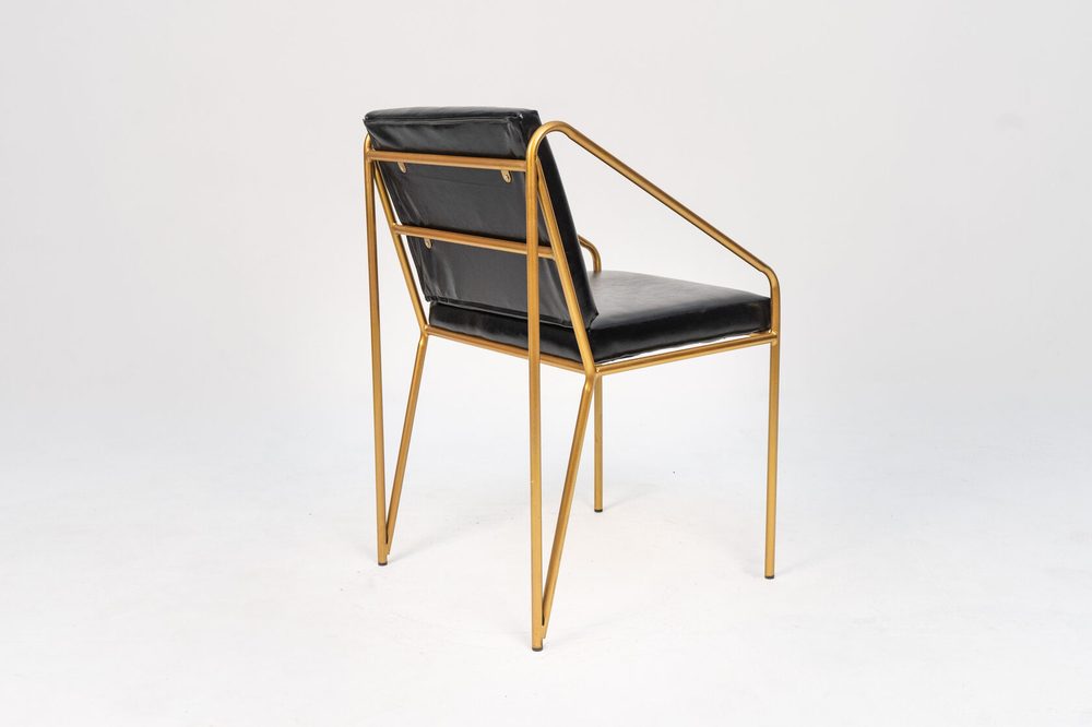 Chair with armrests on gold frame, black seat — photo 4