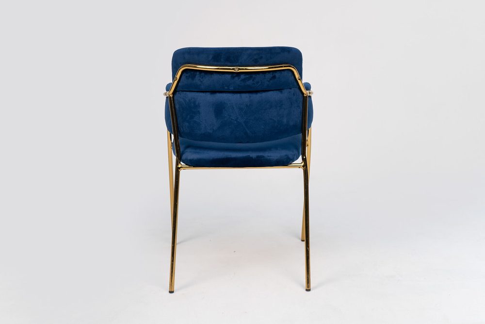 Armchair with open back, blue, gold frame — photo 3