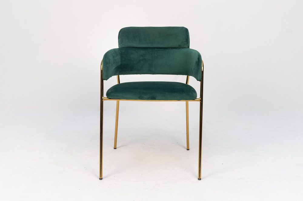 Armchair with open back, blue, gold frame — photo 6