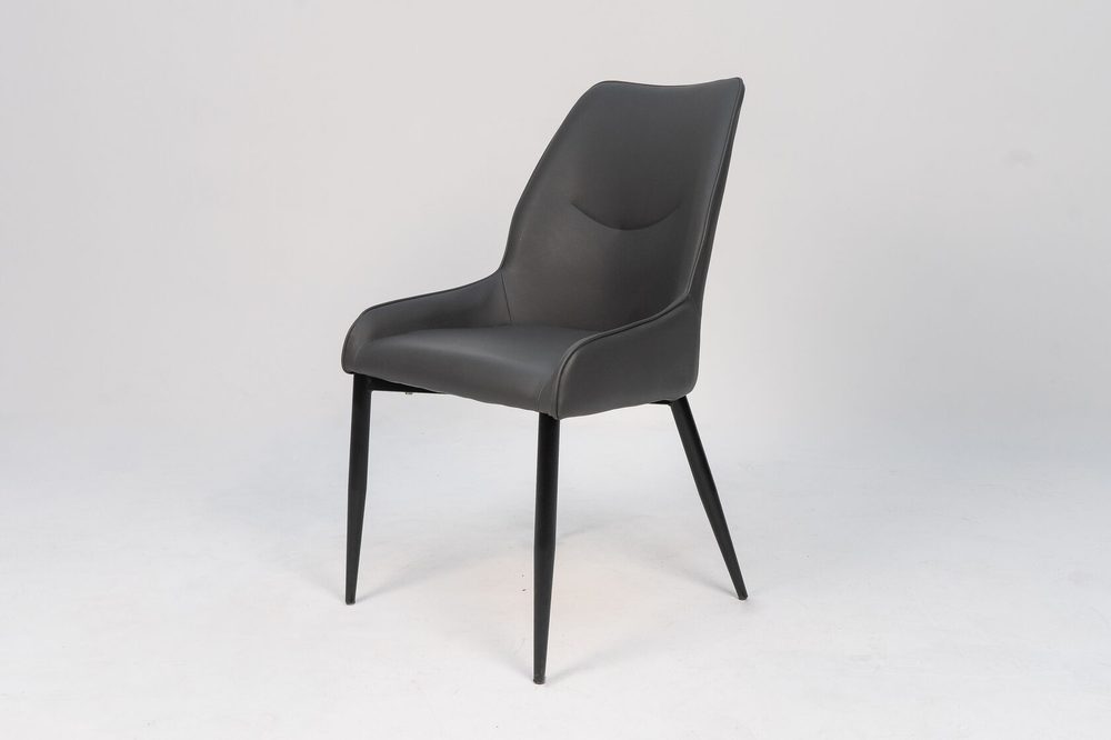 Chair with upholstered back, graphite, black legs