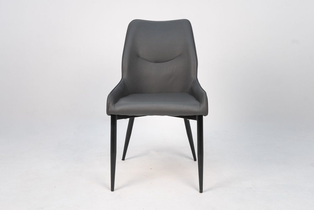 Chair with upholstered back, graphite, black legs — photo 2