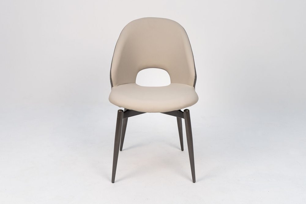 Chair with cut-out back, beige, grey legs — photo 2