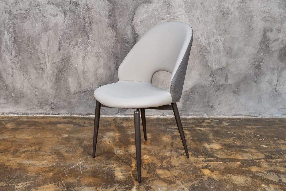 Chair with cut-out back, beige, grey legs — photo 5
