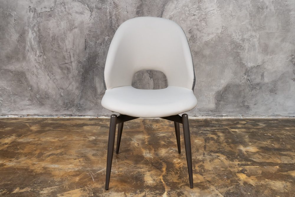 Chair with cut-out back, beige, grey legs — photo 6