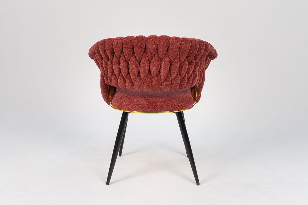 Armchair with woven back, terracotta, black legs — photo 3
