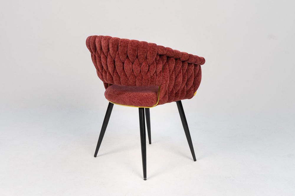 Armchair with woven back, terracotta, black legs — photo 4