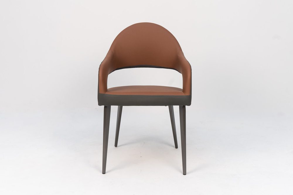 Armchair with open back, brown and grey — photo 2