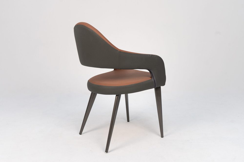 Armchair with open back, brown and grey — photo 4