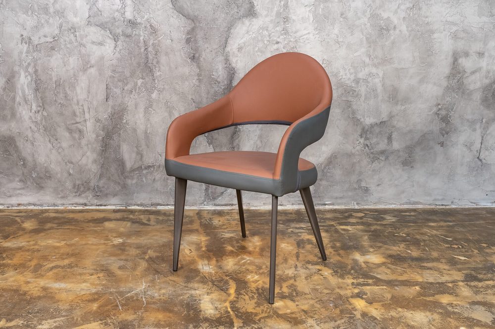 Armchair with open back, brown and grey — photo 5
