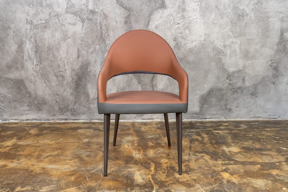 Armchair with open back, brown and grey — photo 6
