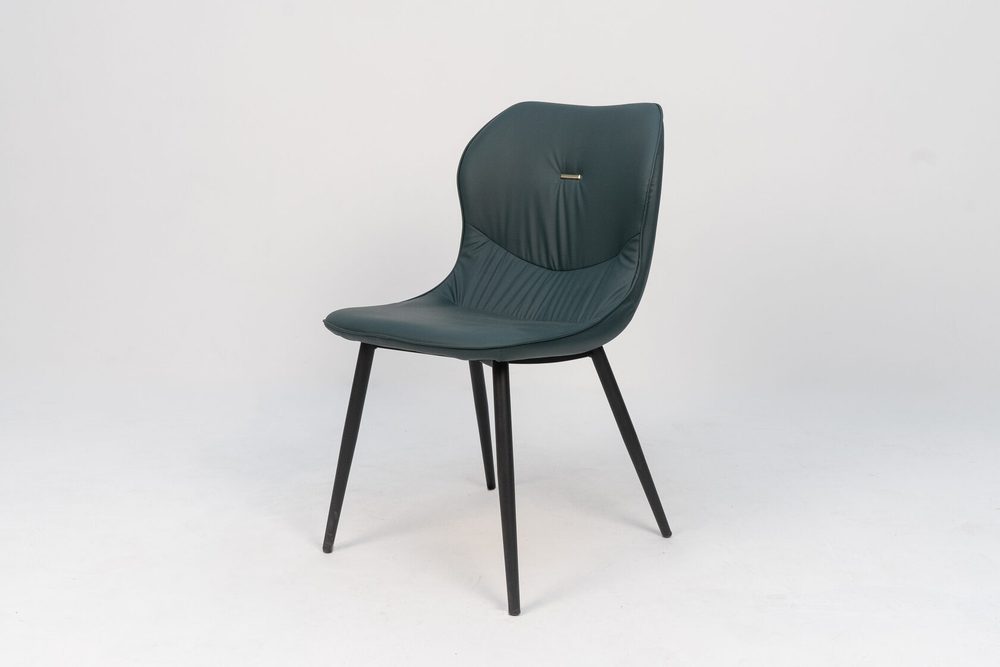 Chair with quilted back, dark green, black legs