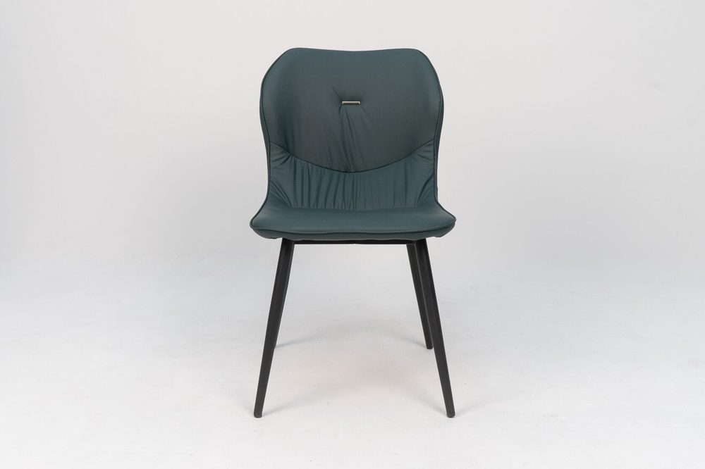 Chair with quilted back, dark green, black legs — photo 2