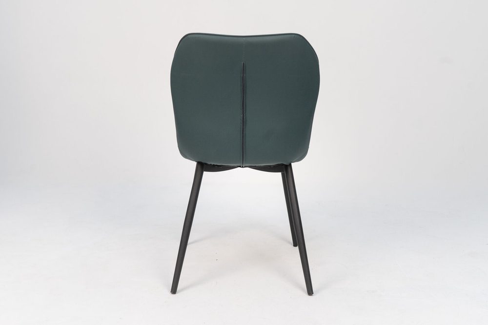 Chair with quilted back, dark green, black legs — photo 3