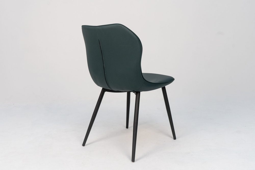 Chair with quilted back, dark green, black legs — photo 4