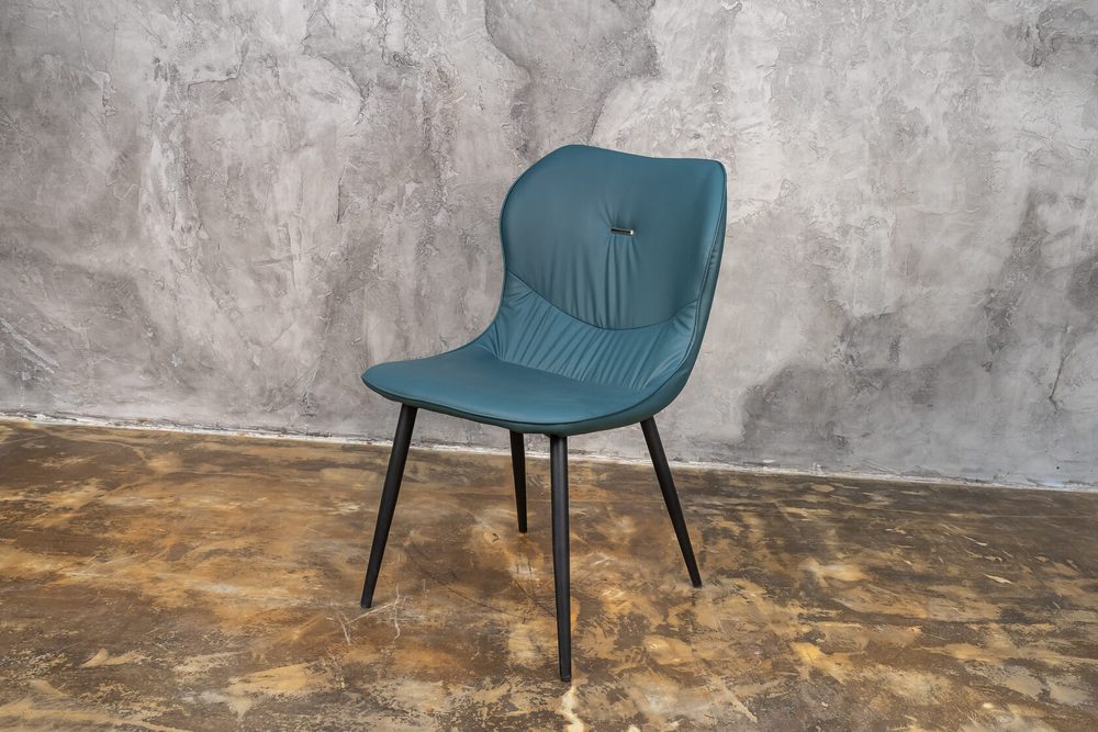 Chair with quilted back, dark green, black legs — photo 5