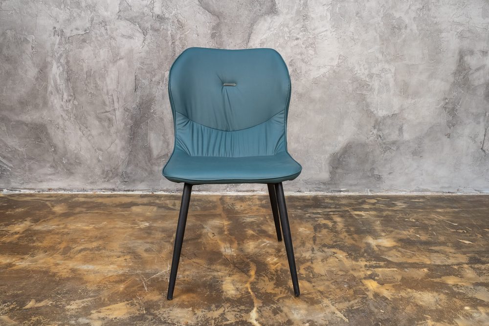 Chair with quilted back, dark green, black legs — photo 6