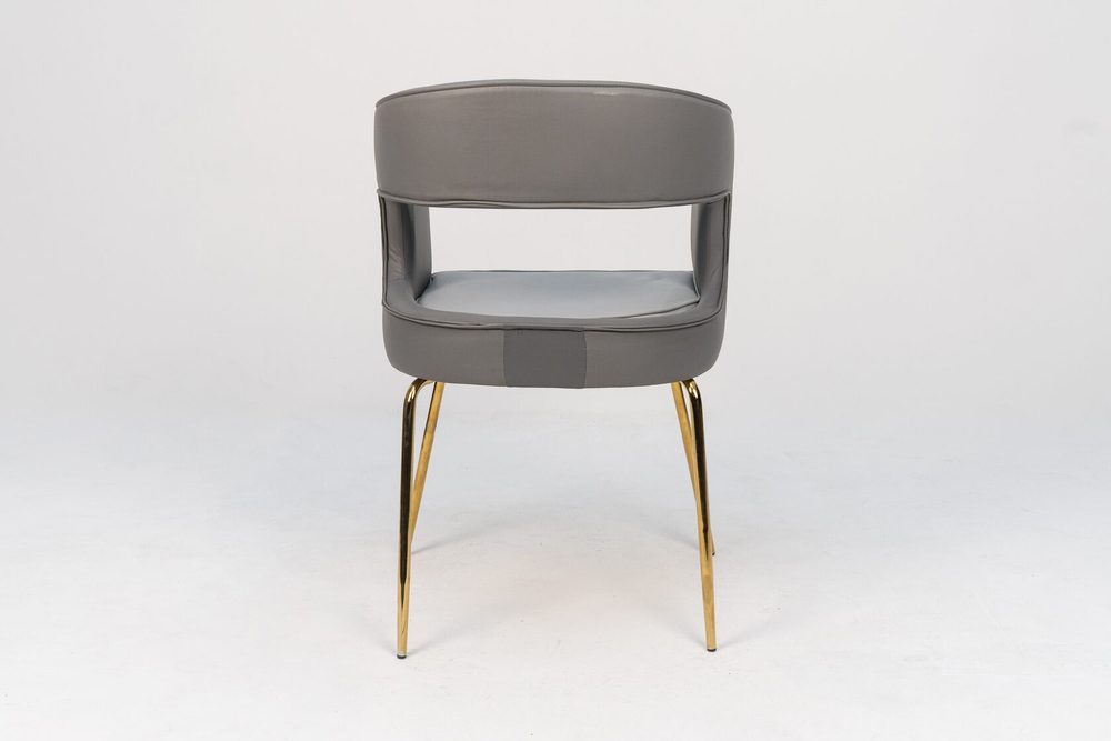 Armchair with cut-out back, grey, gold legs — photo 3