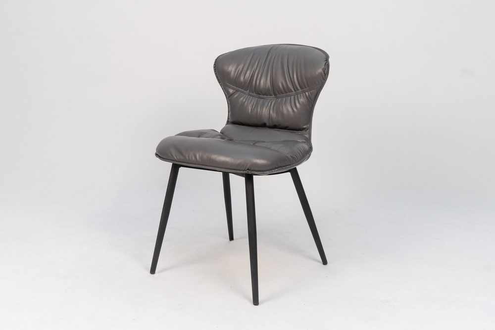 Chair with soft quilted back, grey, black legs