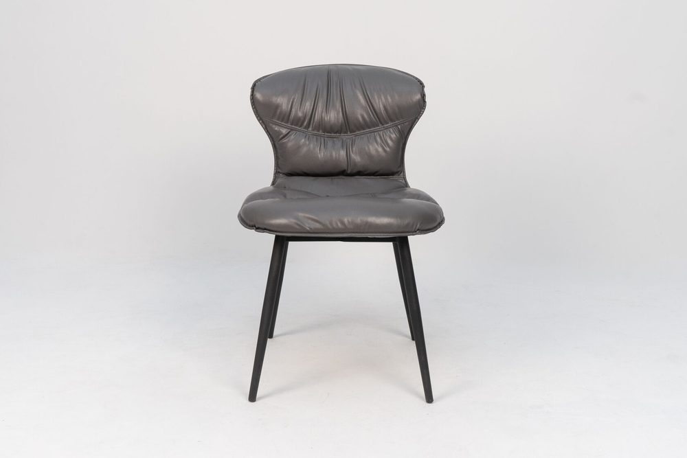 Chair with soft quilted back, grey, black legs — photo 2
