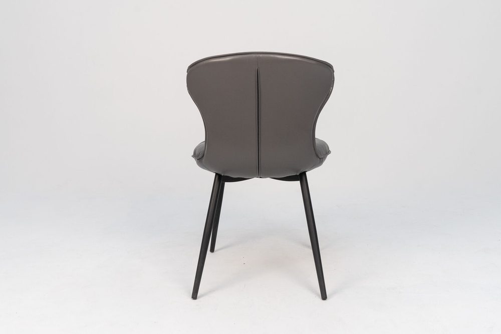 Chair with soft quilted back, grey, black legs — photo 3