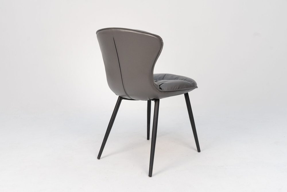 Chair with soft quilted back, grey, black legs — photo 4