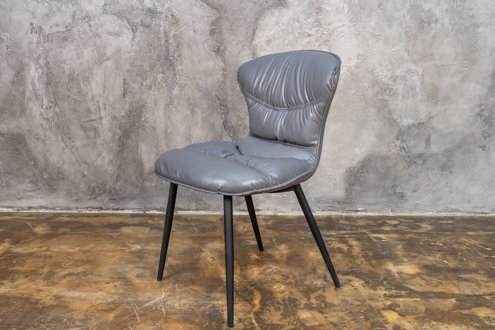 Chair with soft quilted back, grey, black legs — photo 5