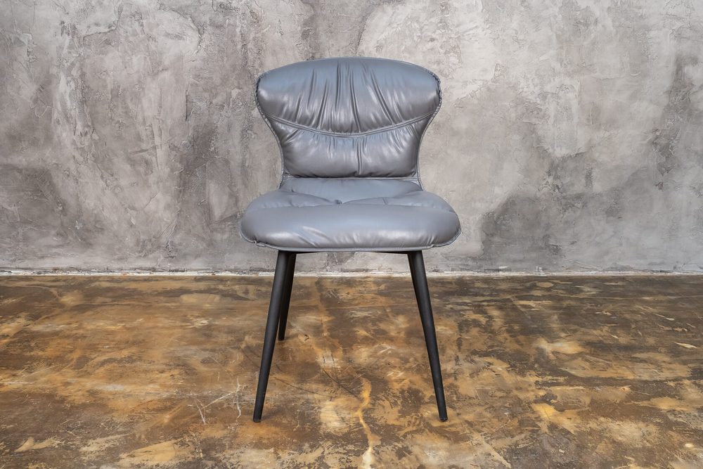 Chair with soft quilted back, grey, black legs — photo 6