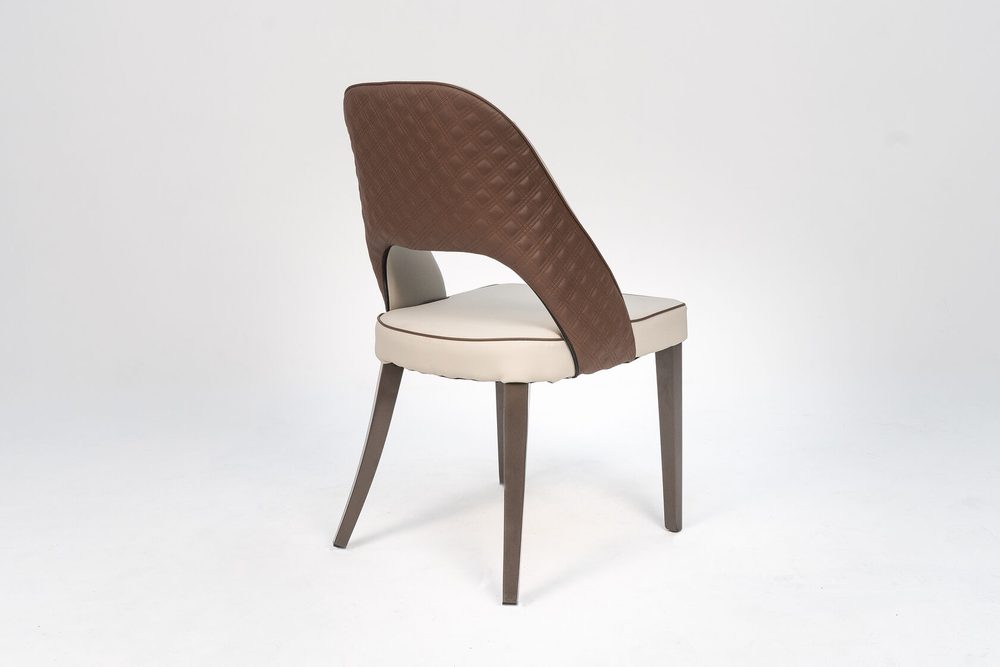 Two-tone beige and brown chair, grey legs — photo 4
