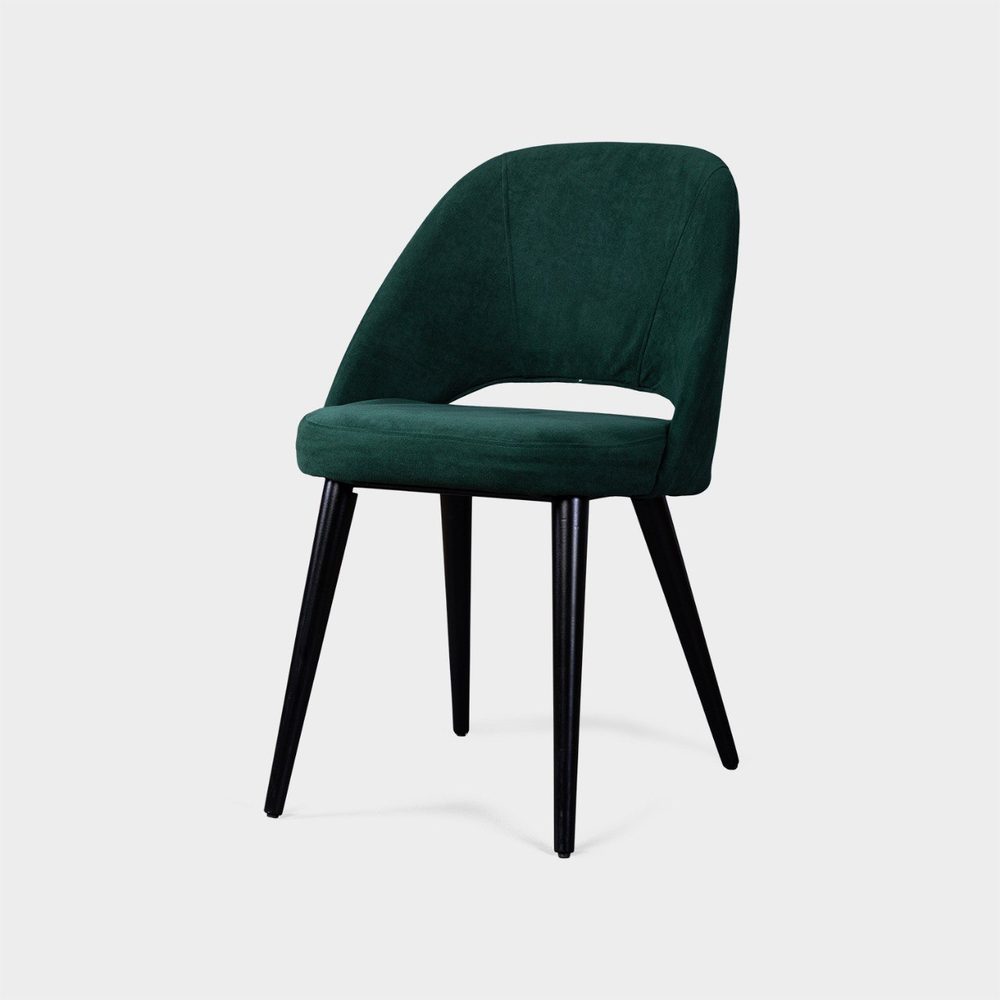 Chair with cut-out back, emerald, black legs