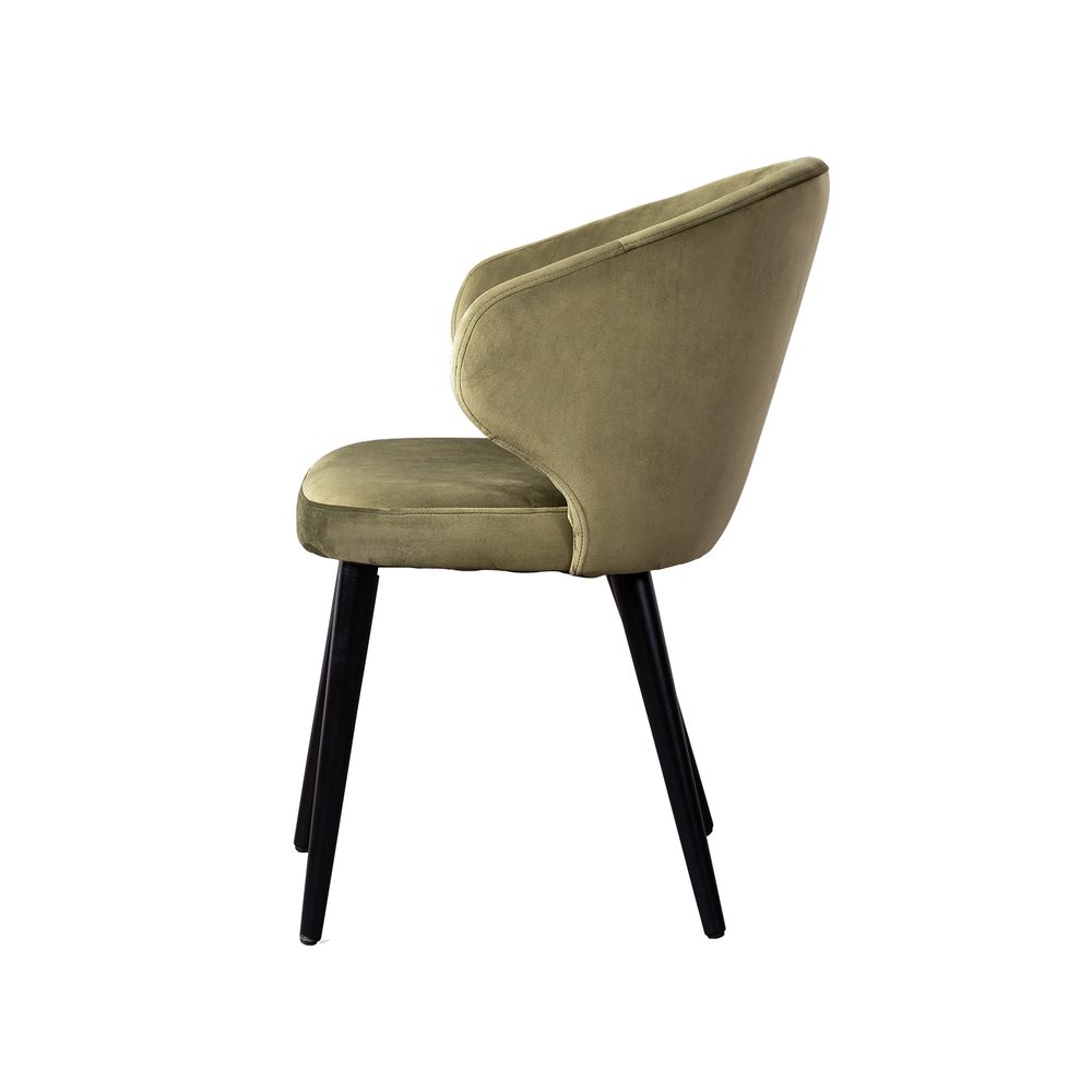 Chair with rounded back, olive, black legs — photo 2