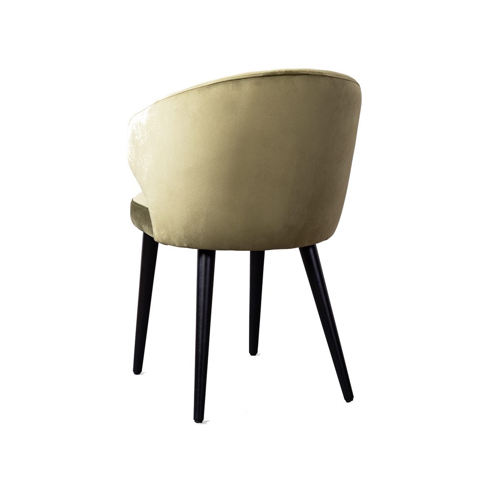 Chair with rounded back, olive, black legs — photo 4