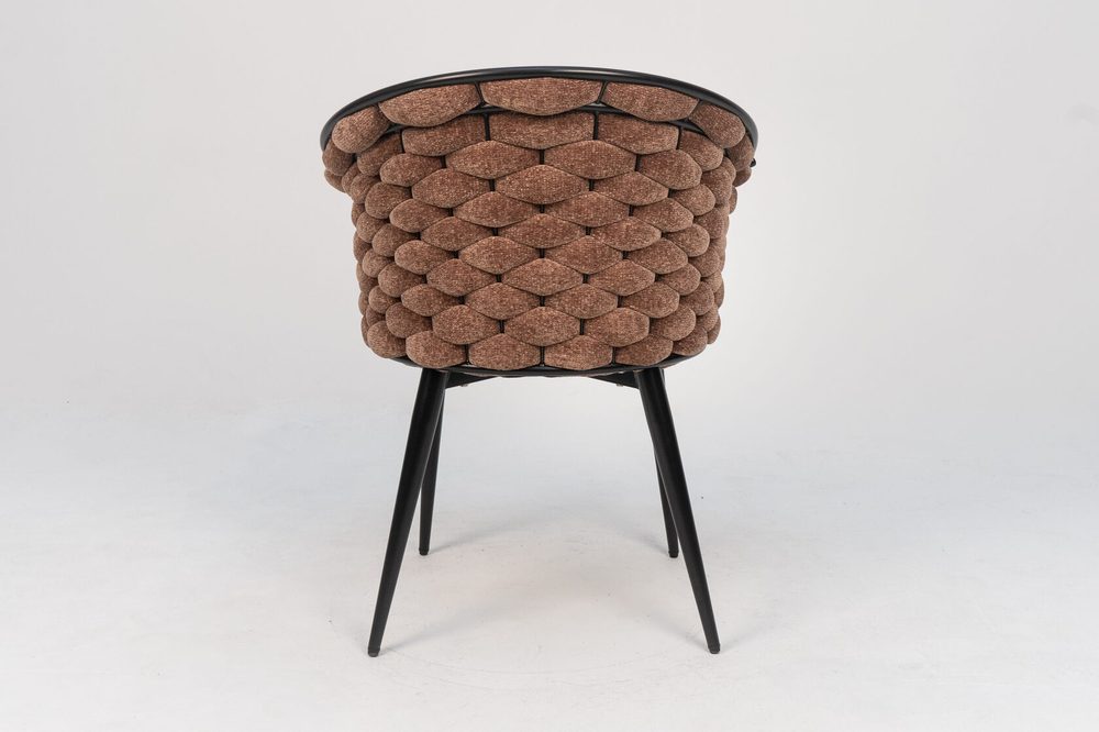Armchair with woven back, brown, black legs — photo 3