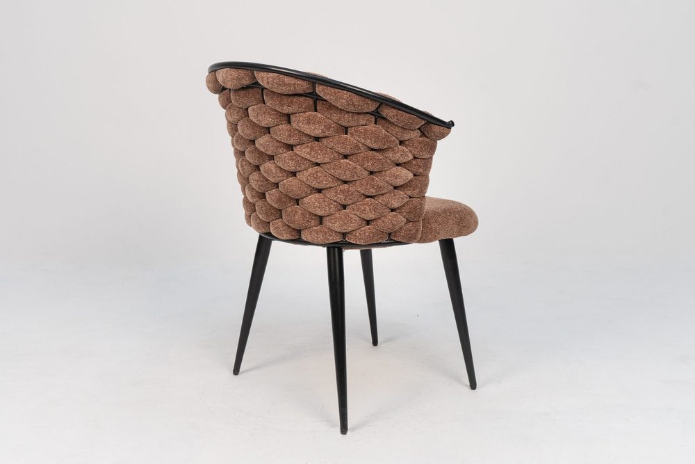 Armchair with woven back, brown, black legs — photo 4