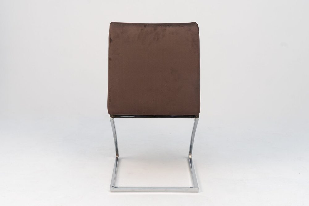 Armchair on Z-shaped chrome base, brown — photo 3