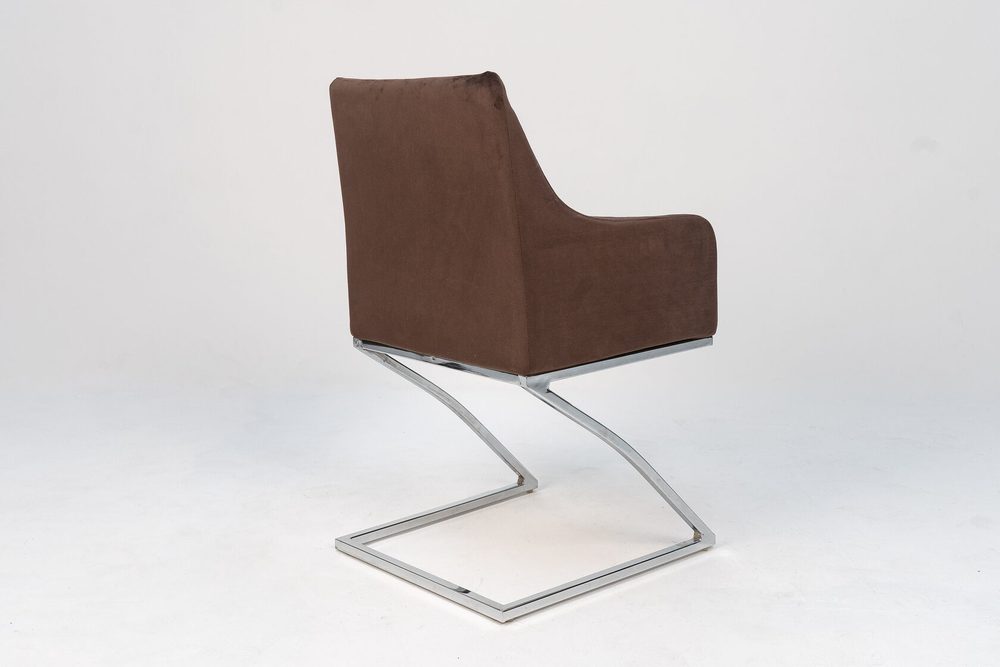 Armchair on Z-shaped chrome base, brown — photo 4