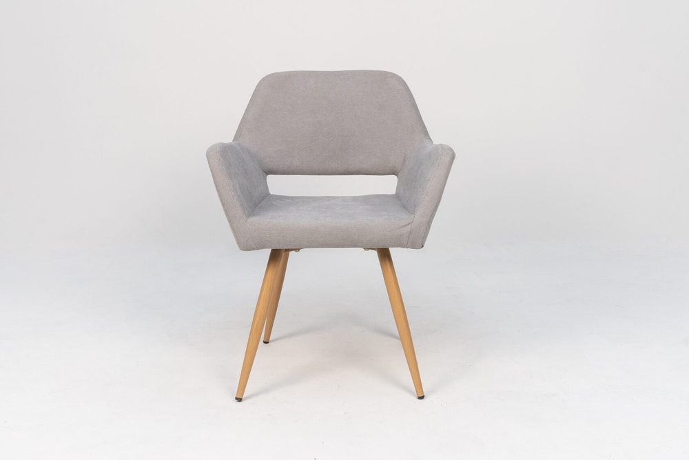 Armchair with armrests, grey, light wood legs — photo 2