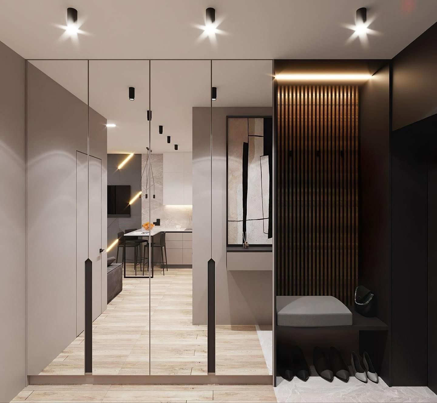 Siauliai Corner Wardrobe with Mirror